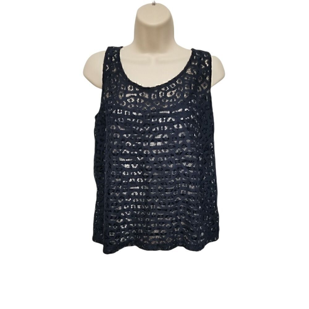 The Limited Double Layered Multicolor Navy Blue & White Top Size Large